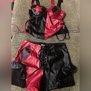 DC, Harley Quinn Costume. Top is S, Bottom is Xsmall. Adjustable Straps.